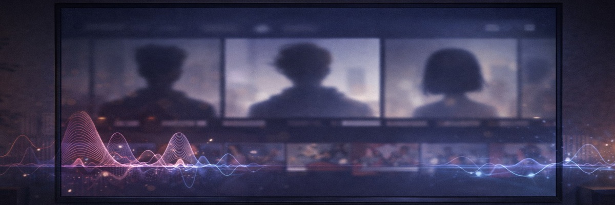 Viewers watching a subtitled and dubbed series on a streaming platform, symbolizing backlash against AI-generated dubbing by Netflix and Amazon