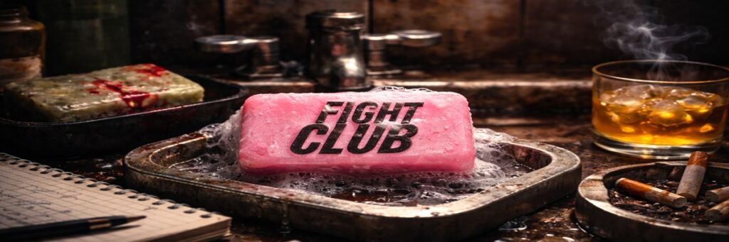 Edward Norton as the narrator in Fight Club during a scene featuring internal voiceover narration