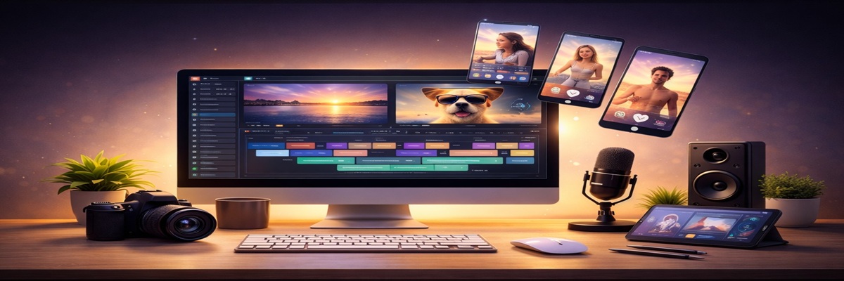 Audio production team recording voiceover for short-form digital content in a studio setting