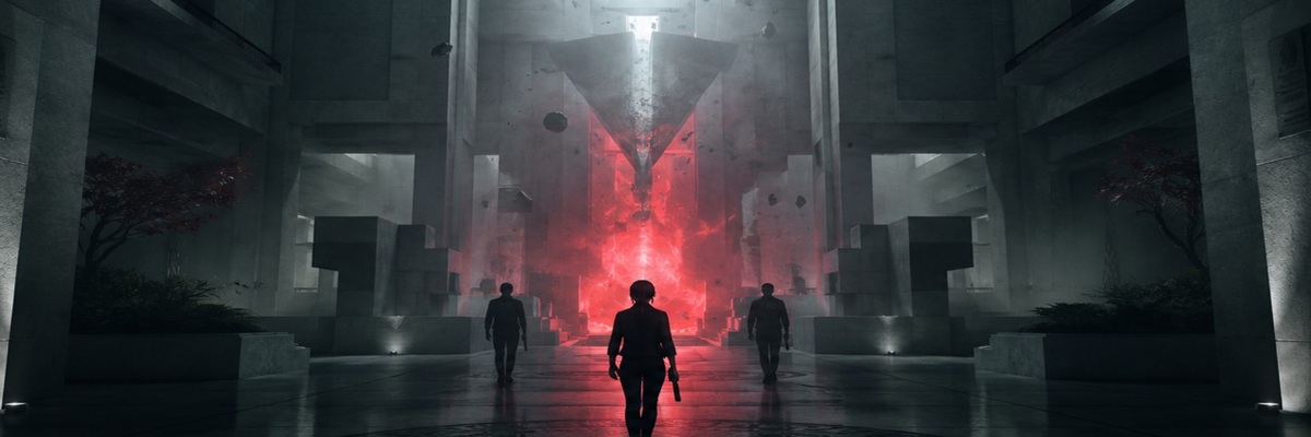 Atmospheric illustration inspired by Control Resonant showing a mysterious research facility with silhouetted figures and paranormal energy.