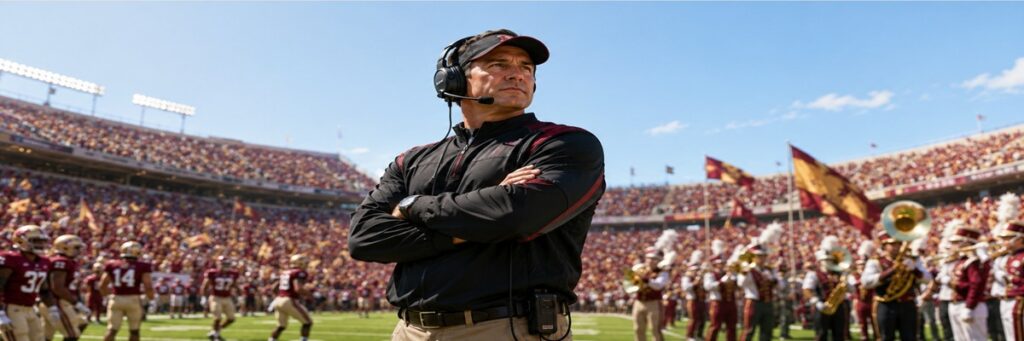 Indiana football coach Curt Cignetti featured in a college football video game inspired promotional scene